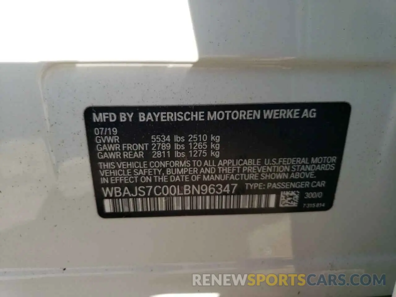 10 fotografías del automóvil dañado WBAJS7C00LBN96347 BMW M5 2020