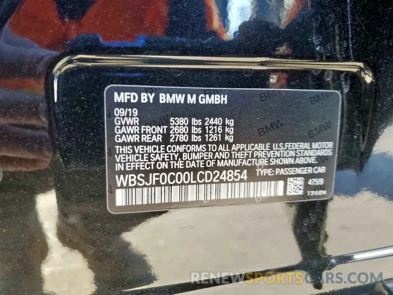 12 fotografías del automóvil dañado WBSJF0C00LCD24854 BMW M5 2020