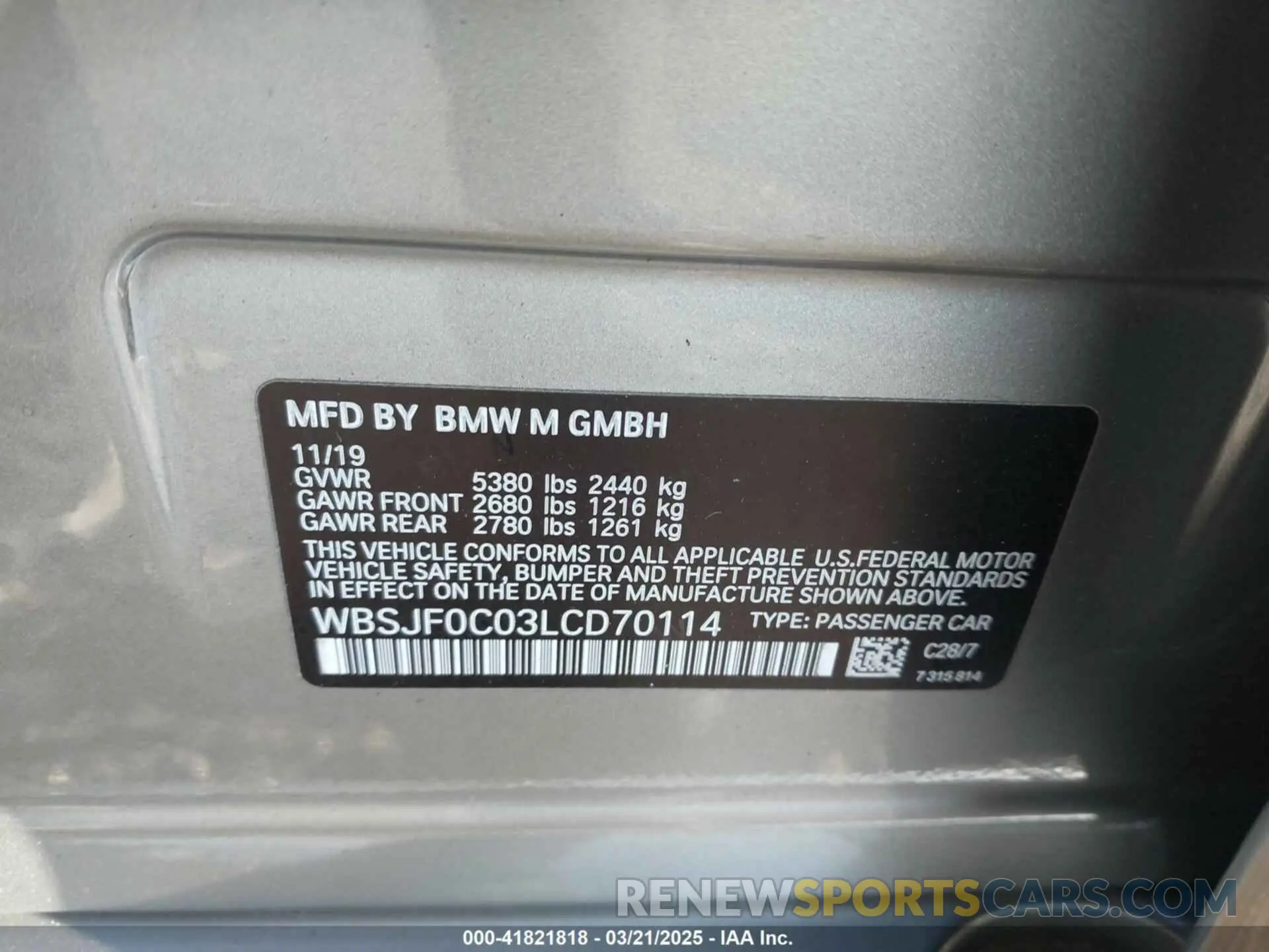9 fotografías del automóvil dañado WBSJF0C03LCD70114 BMW M5 2020