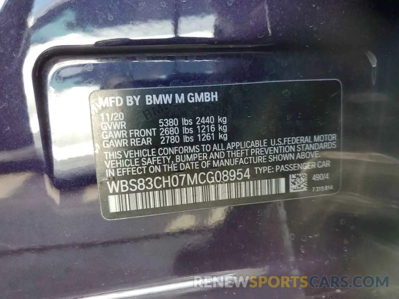 12 fotografías del automóvil dañado WBS83CH07MCG08954 BMW M5 2021
