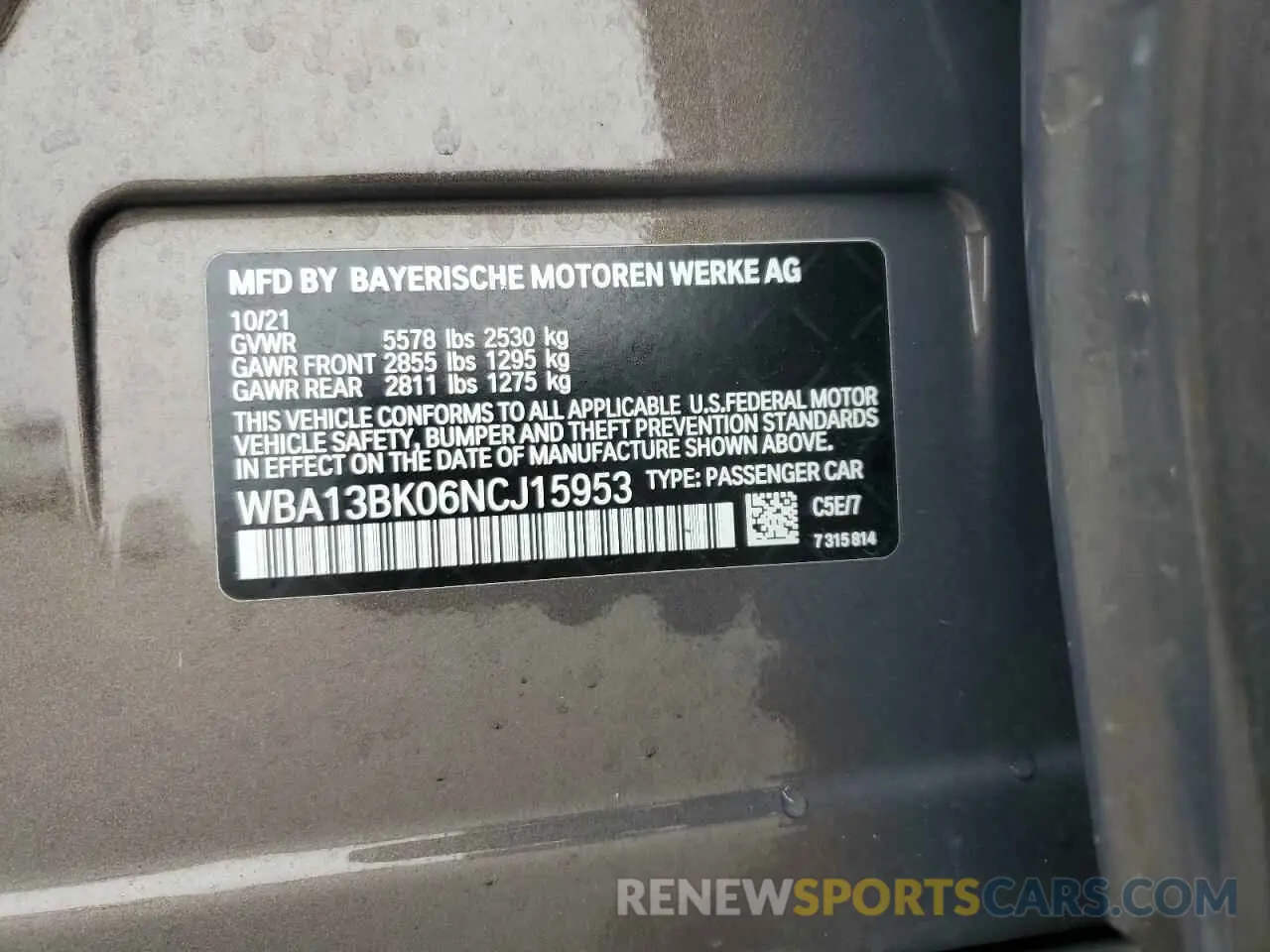 15 fotografías del automóvil dañado WBA13BK06NCJ15953 BMW M5 2022