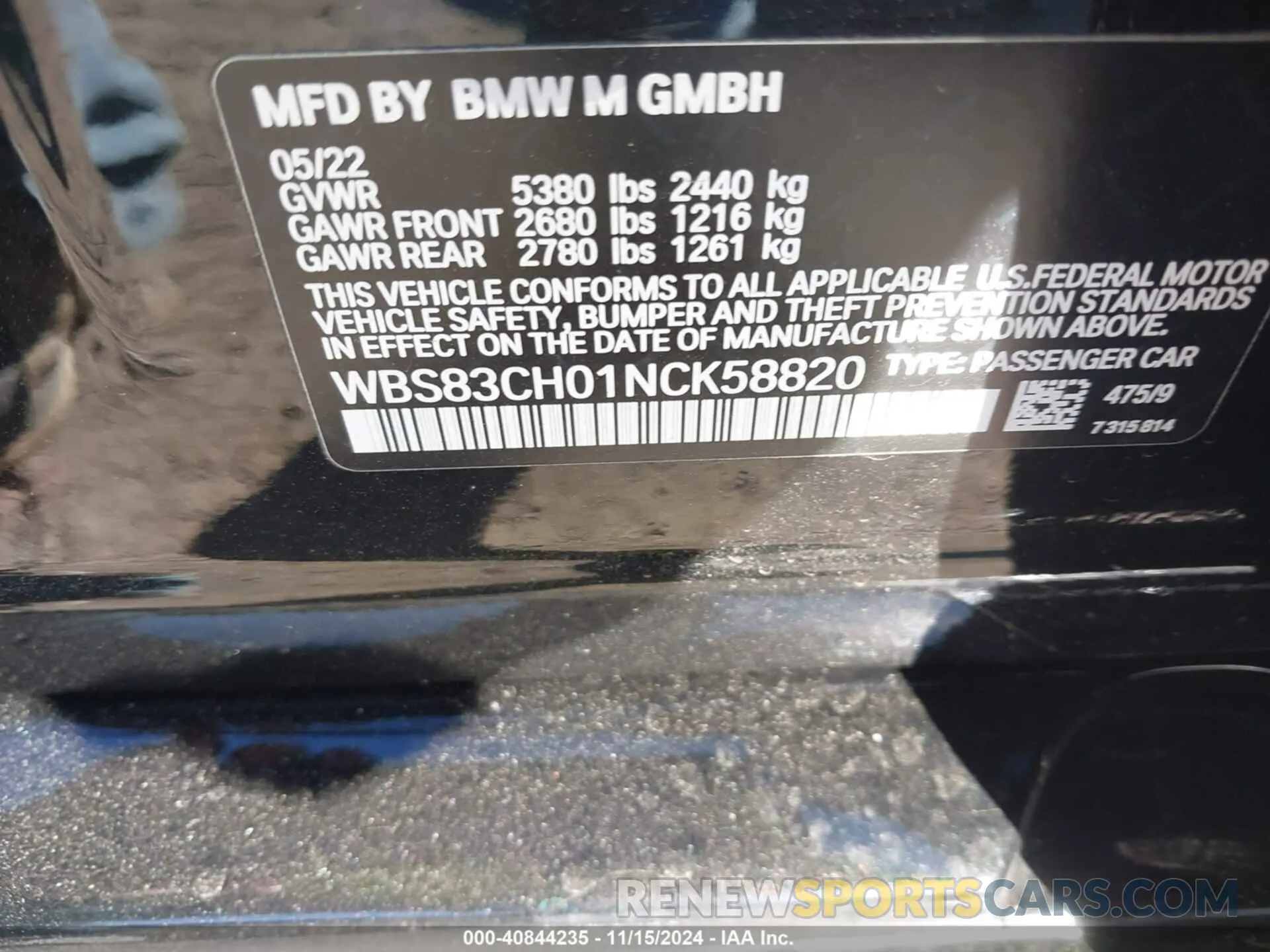 9 fotografías del automóvil dañado WBS83CH01NCK58820 BMW M5 2022