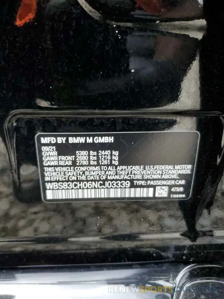 12 fotografías del automóvil dañado WBS83CH06NCJ03339 BMW M5 2022