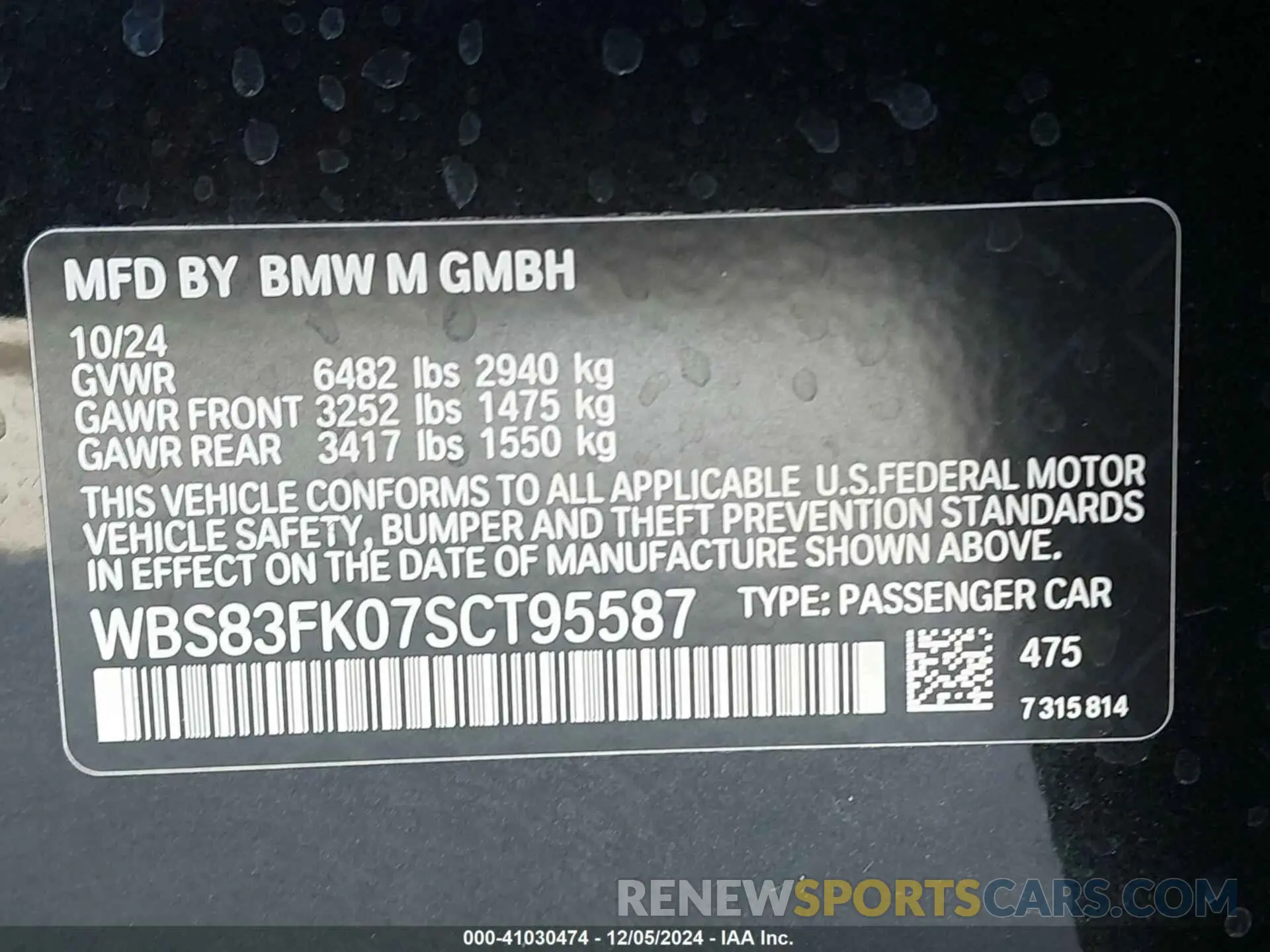 9 fotografías del automóvil dañado WBS83FK07SCT95587 BMW M5 2025