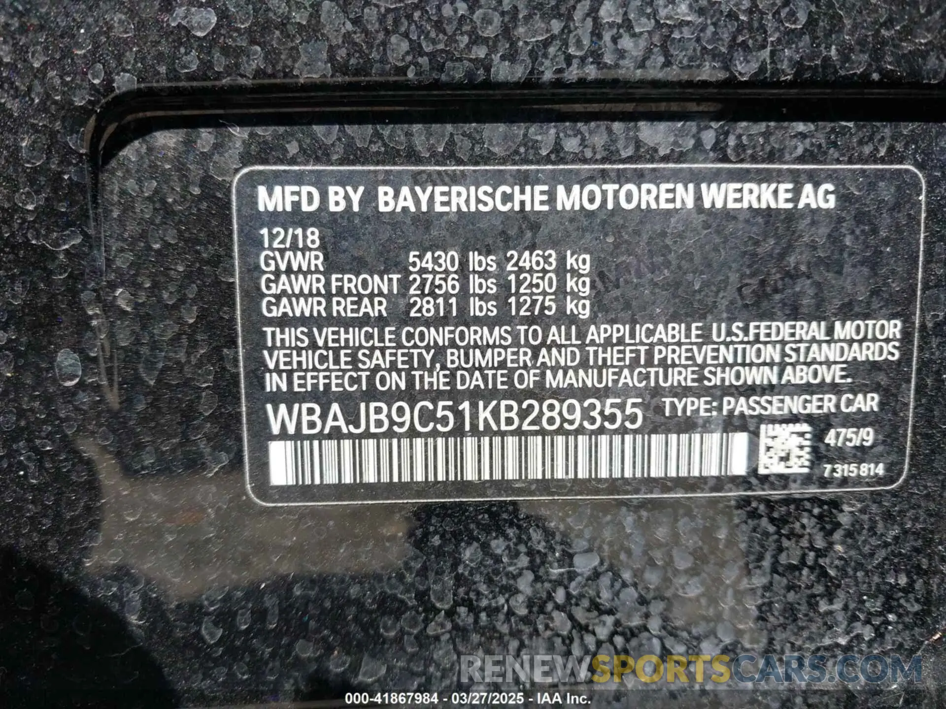 9 fotografías del automóvil dañado WBAJB9C51KB289355 BMW M550I 2019