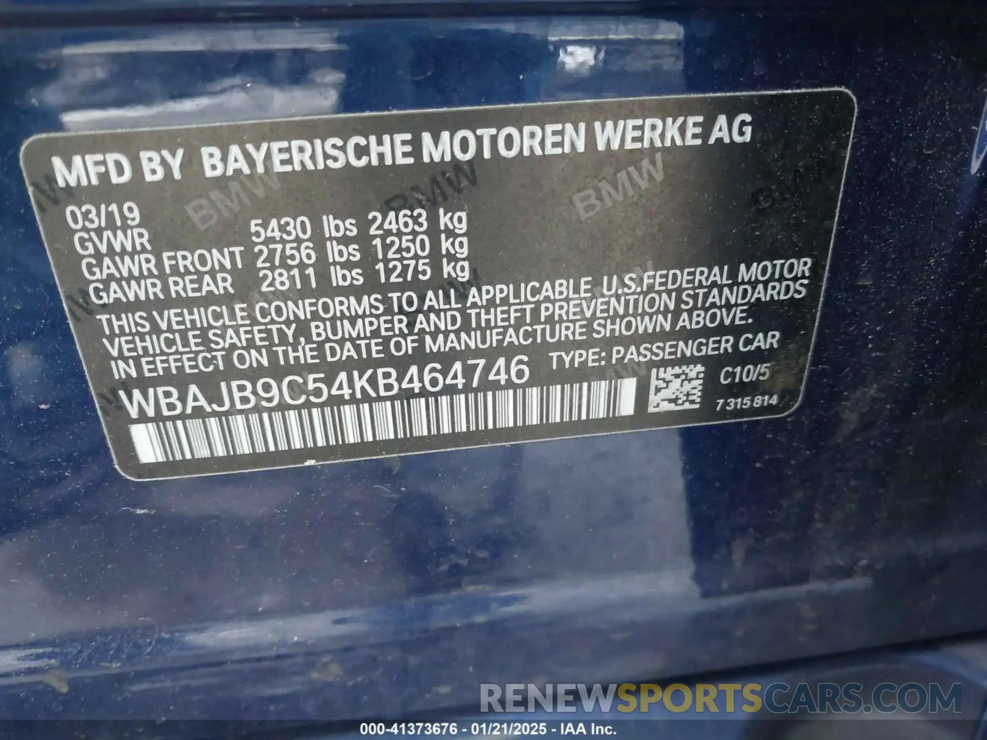 9 fotografías del automóvil dañado WBAJB9C54KB464746 BMW M550I 2019