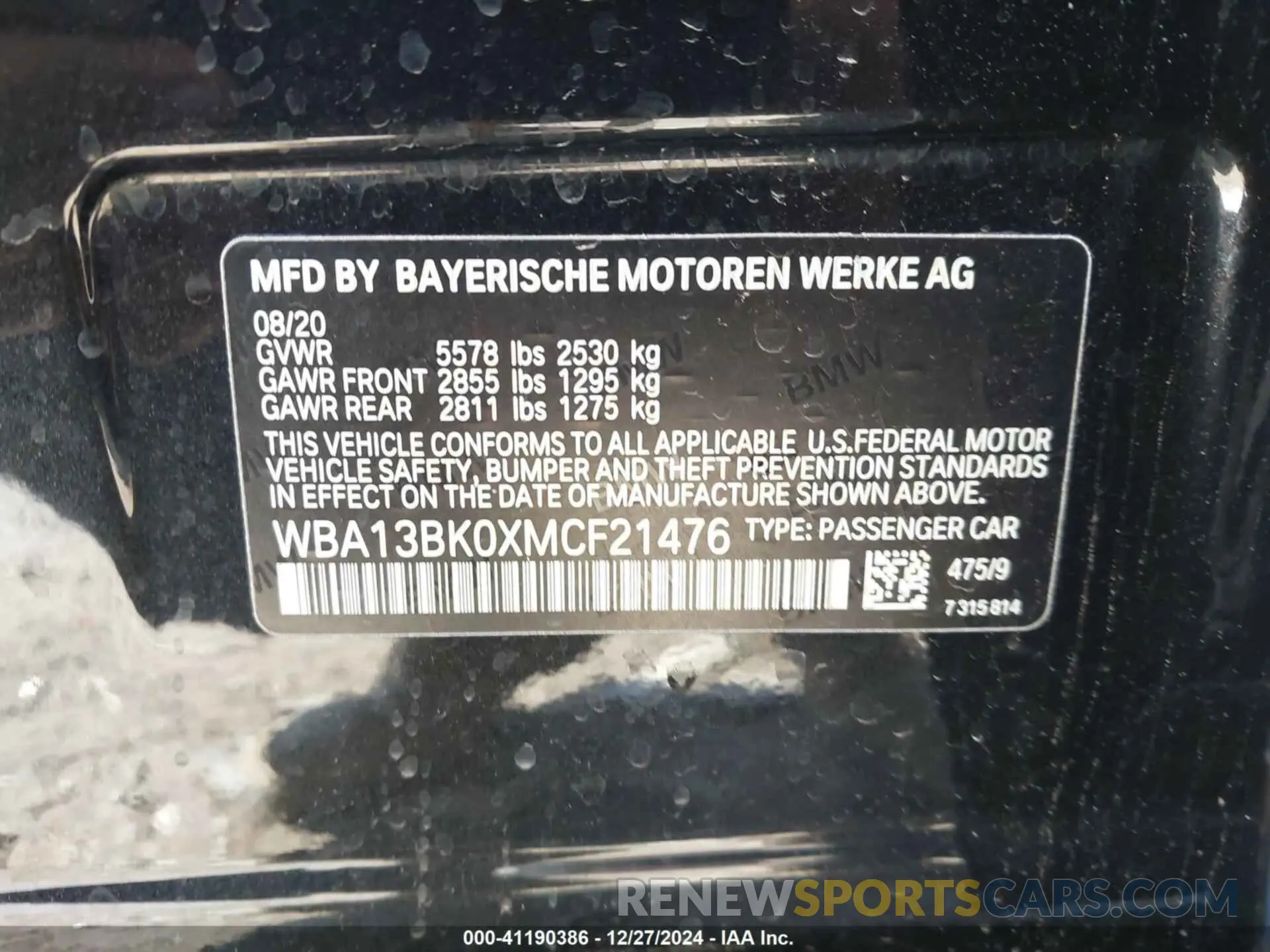 9 fotografías del automóvil dañado WBA13BK0XMCF21476 BMW M550I 2021