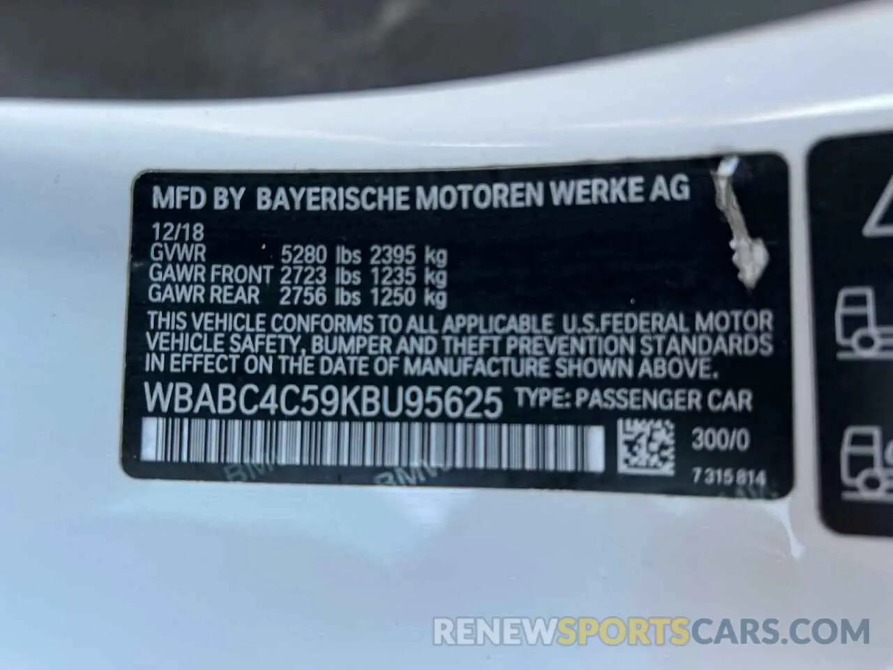 10 fotografías del automóvil dañado WBABC4C59KBU95625 BMW M8 2019