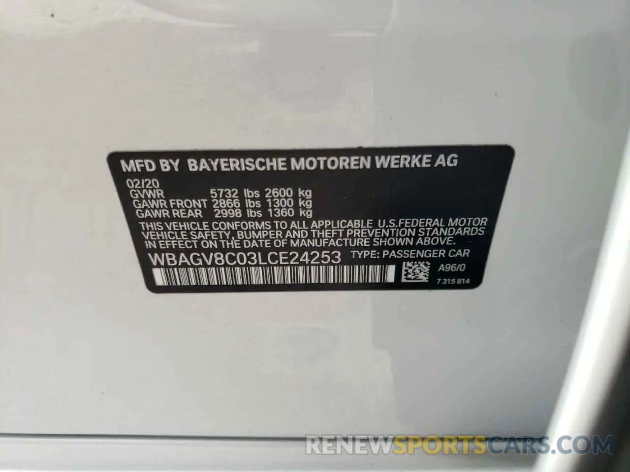 10 fotografías del automóvil dañado WBAGV8C03LCE24253 BMW M8 2020