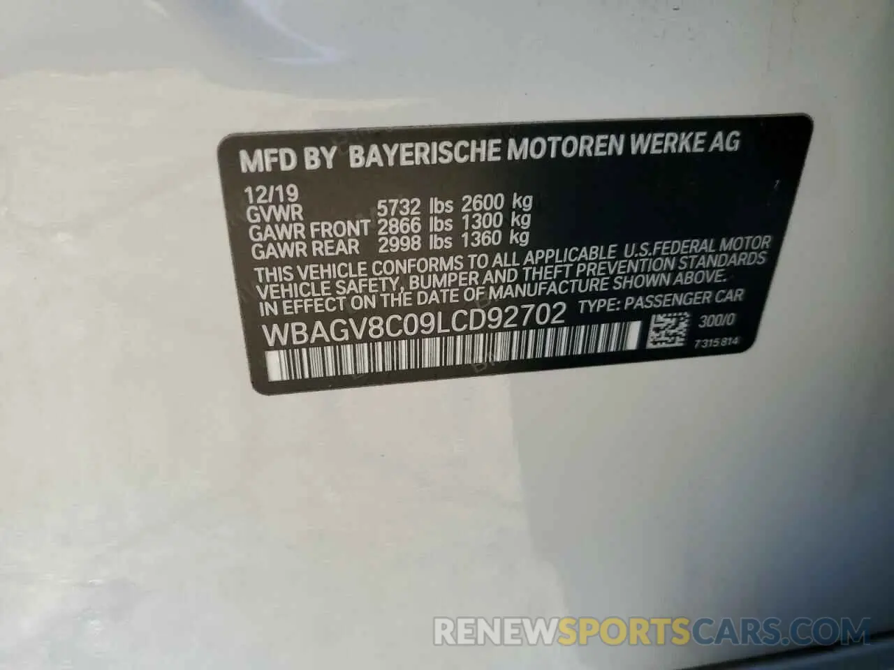 13 fotografías del automóvil dañado WBAGV8C09LCD92702 BMW M8 2020