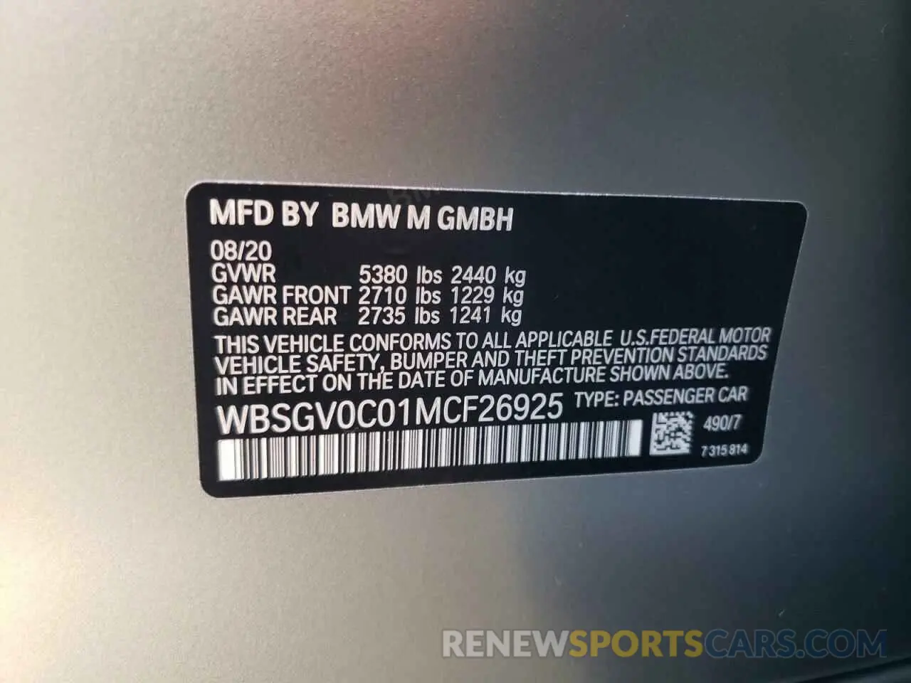 12 fotografías del automóvil dañado WBSGV0C01MCF26925 BMW M8 2021