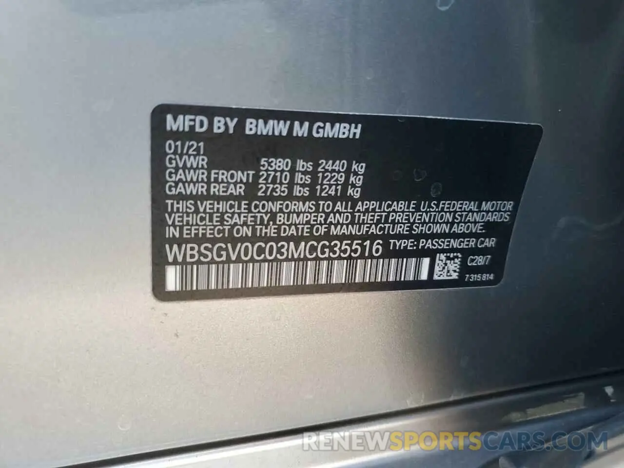 12 fotografías del automóvil dañado WBSGV0C03MCG35516 BMW M8 2021