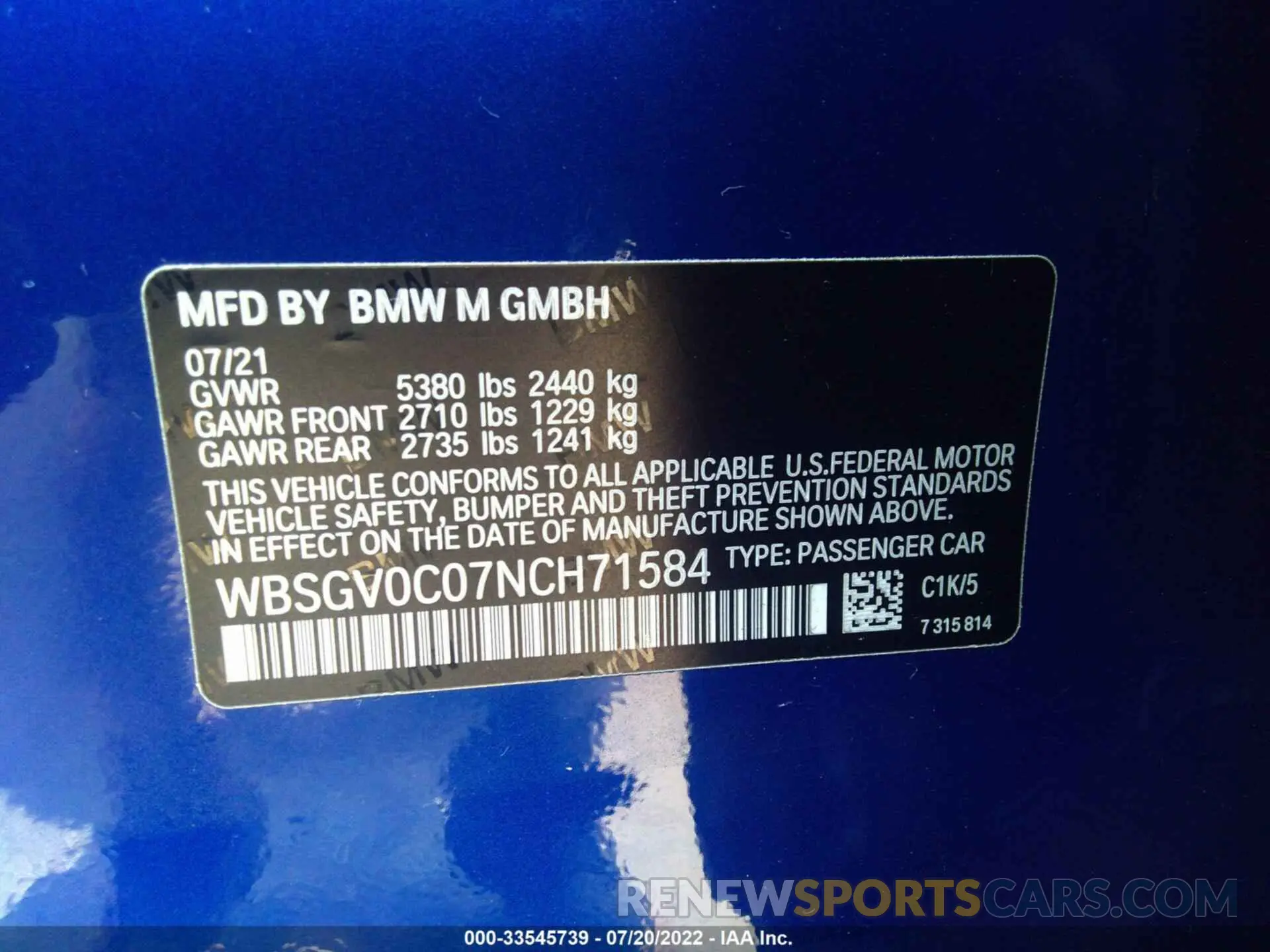 9 fotografías del automóvil dañado WBSGV0C07NCH71584 BMW M8 2022