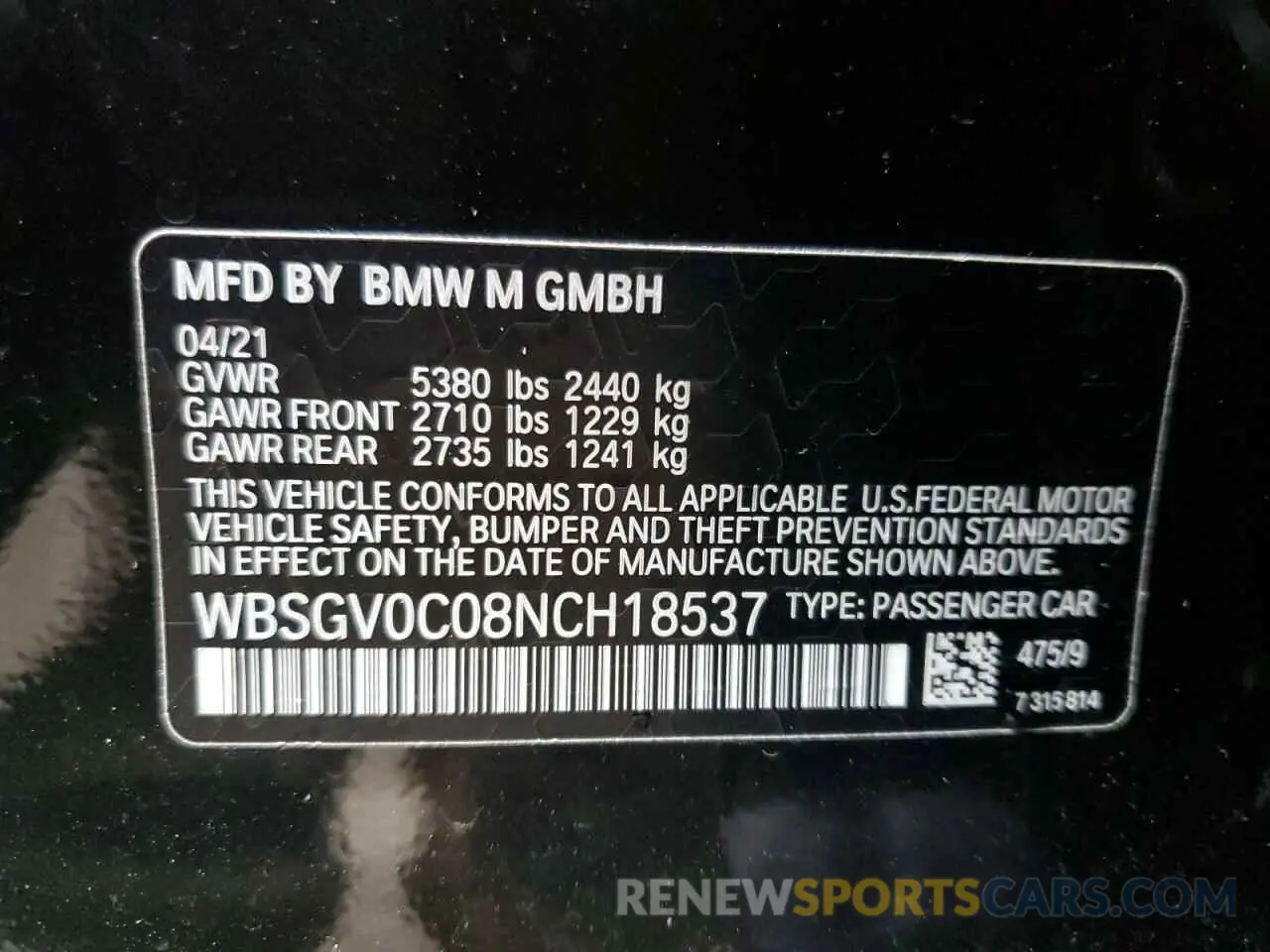 10 fotografías del automóvil dañado WBSGV0C08NCH18537 BMW M8 2022