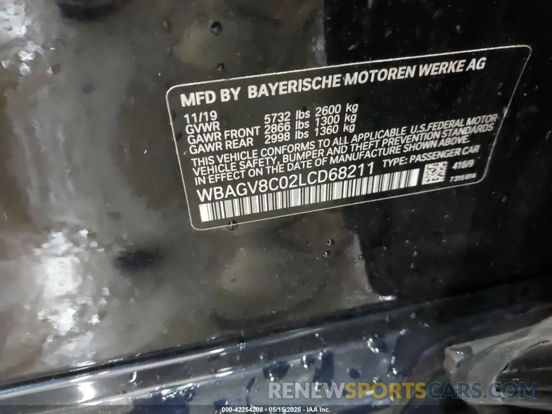 9 fotografías del automóvil dañado WBAGV8C02LCD68211 BMW M850I GTAN COUPE 2020