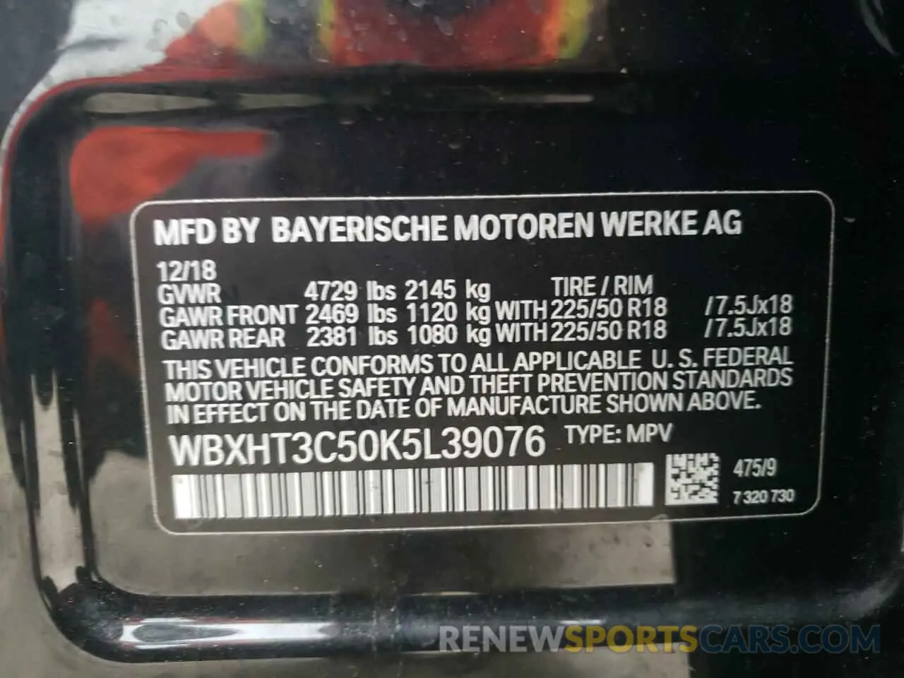10 fotografías del automóvil dañado WBXHT3C50K5L39076 BMW X1 2019