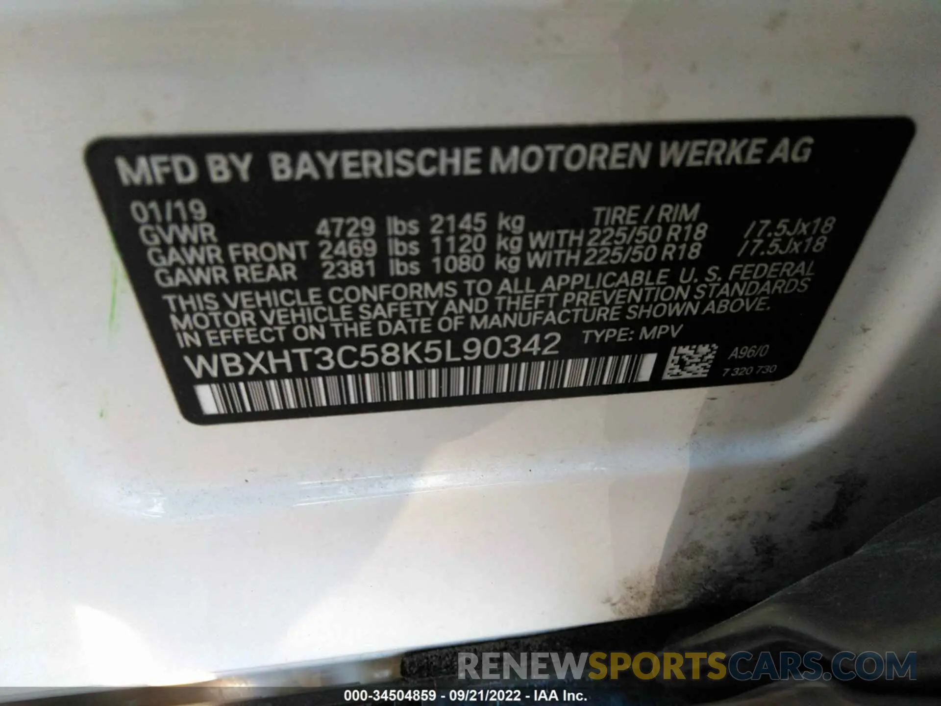 9 fotografías del automóvil dañado WBXHT3C58K5L90342 BMW X1 2019