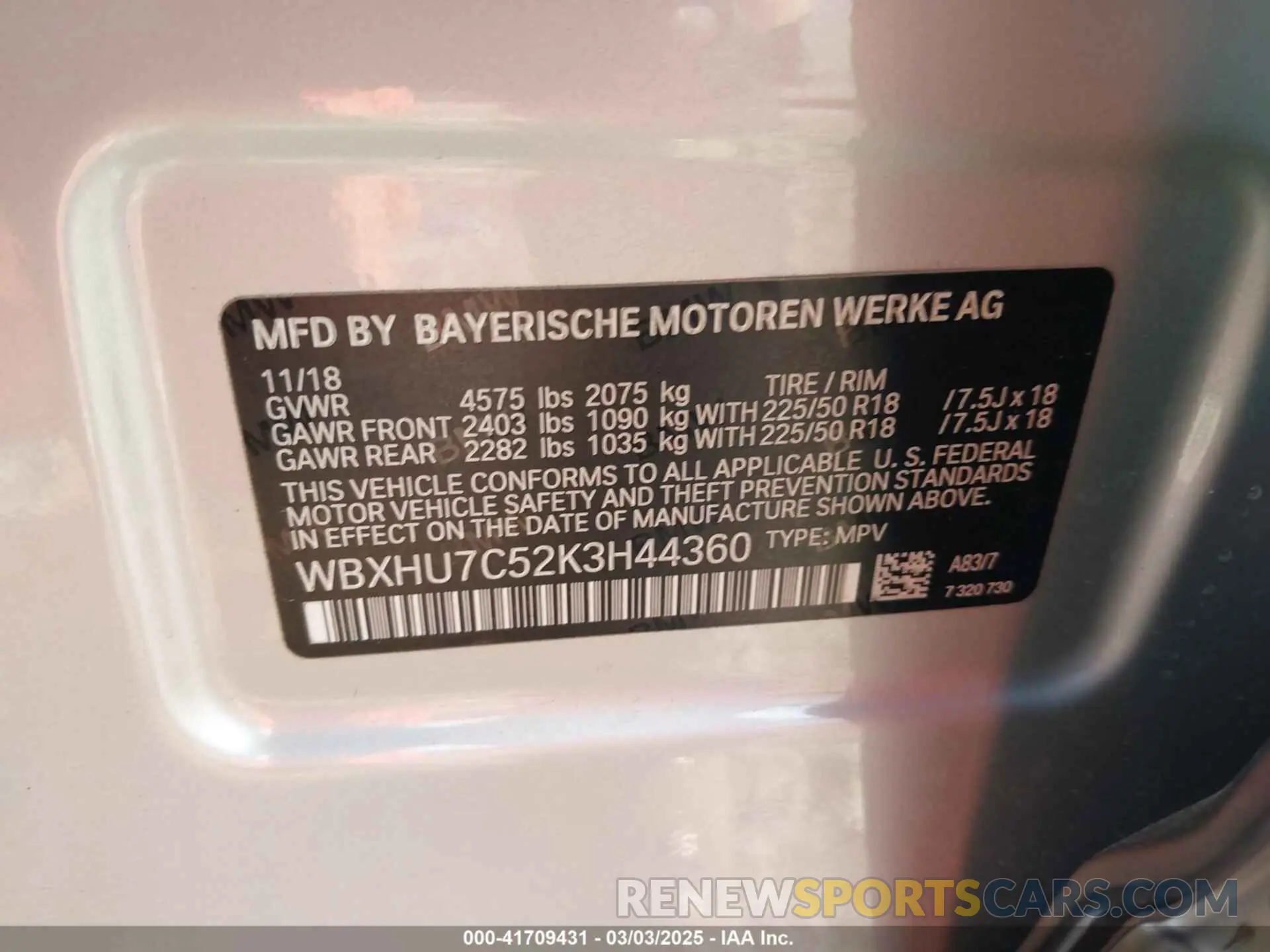9 fotografías del automóvil dañado WBXHU7C52K3H44360 BMW X1 2019