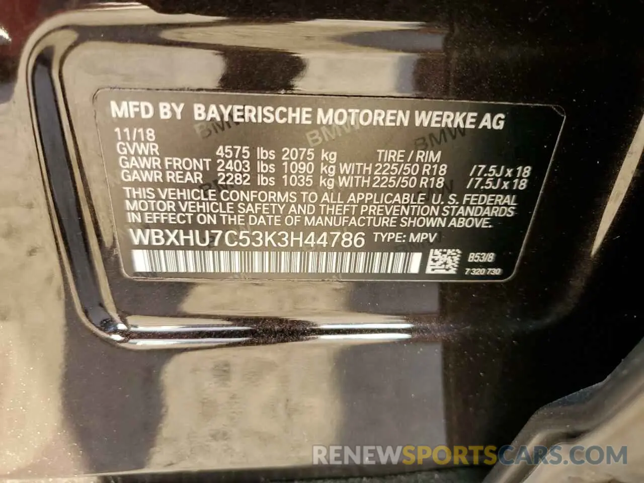 10 fotografías del automóvil dañado WBXHU7C53K3H44786 BMW X1 2019