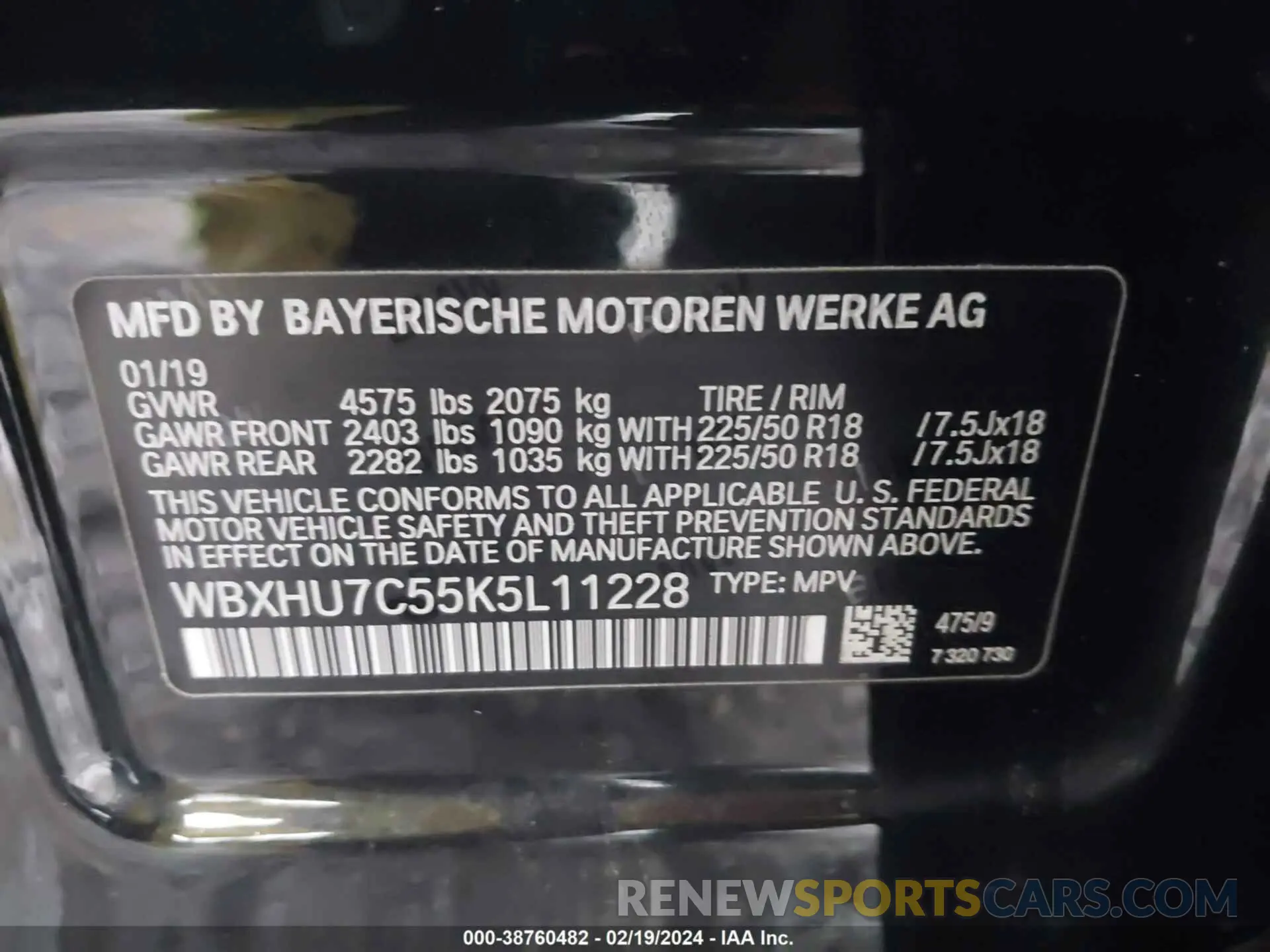 9 fotografías del automóvil dañado WBXHU7C55K5L11228 BMW X1 2019