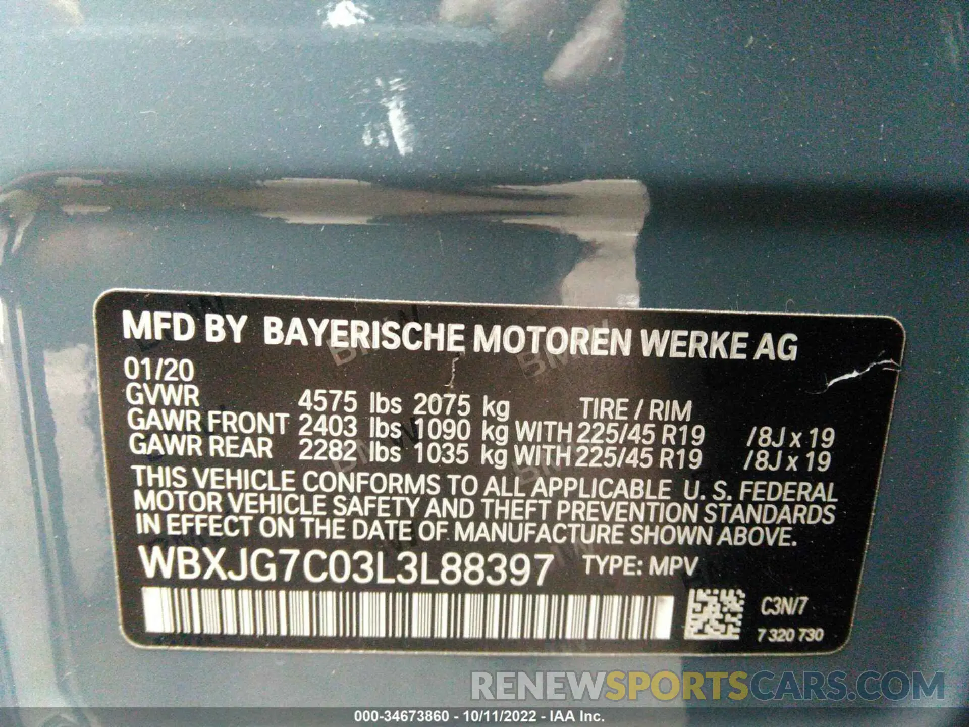 9 fotografías del automóvil dañado WBXJG7C03L3L88397 BMW X1 2020