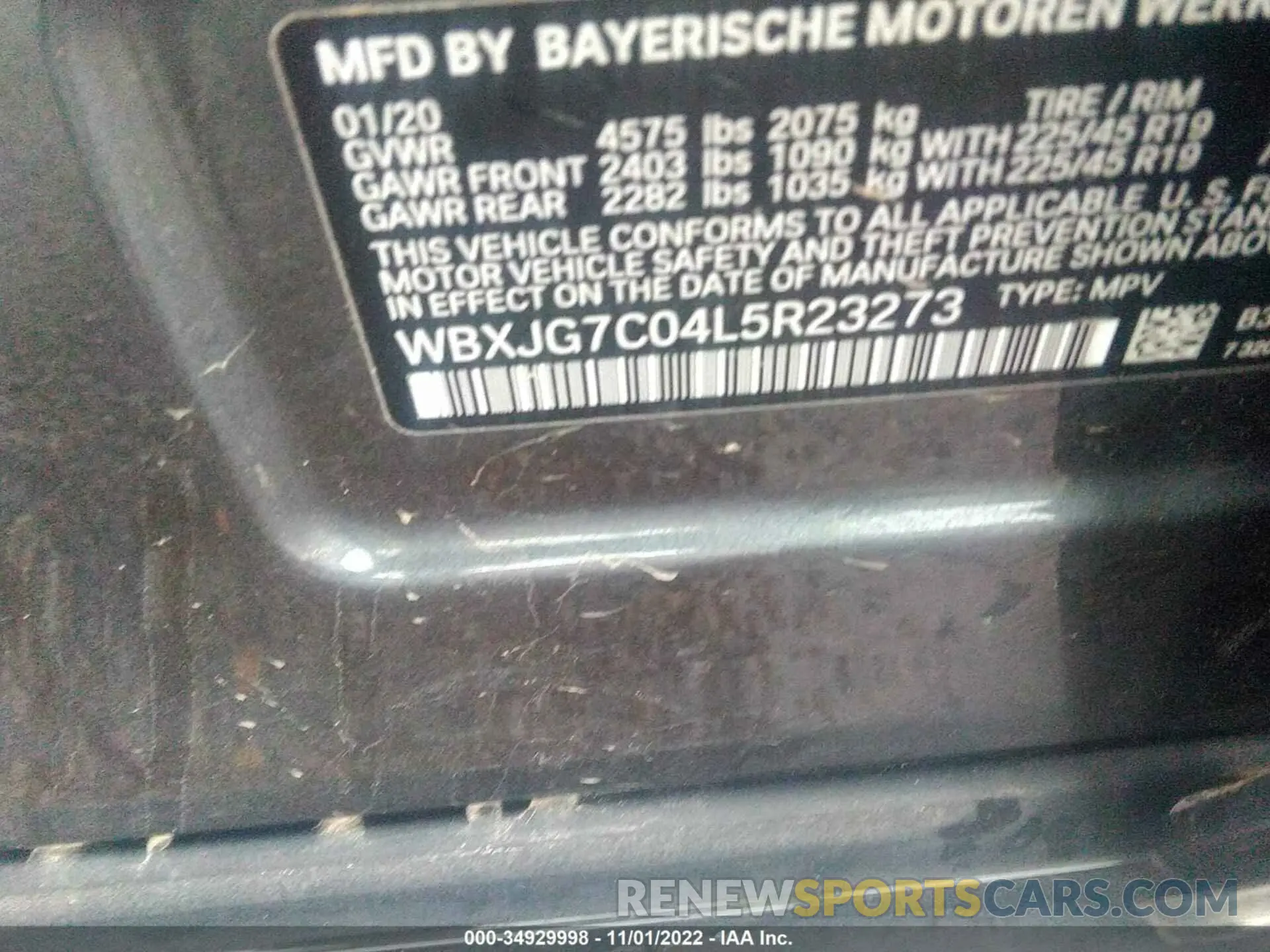 9 fotografías del automóvil dañado WBXJG7C04L5R23273 BMW X1 2020