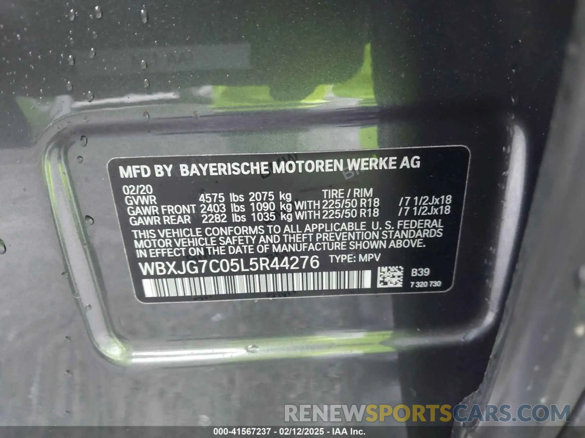 9 fotografías del automóvil dañado WBXJG7C05L5R44276 BMW X1 2020