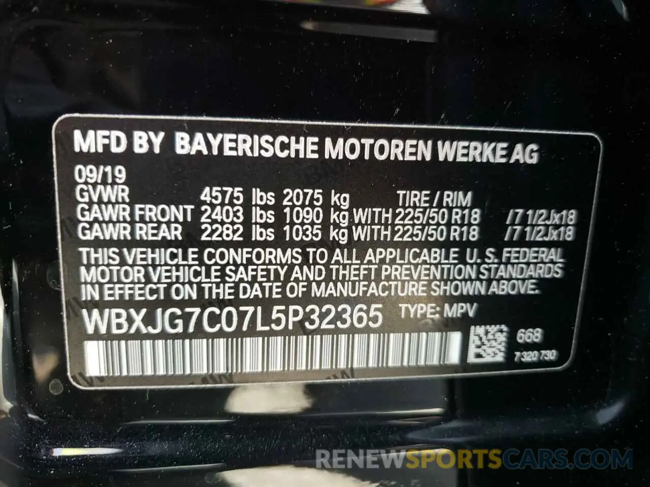 10 fotografías del automóvil dañado WBXJG7C07L5P32365 BMW X1 2020