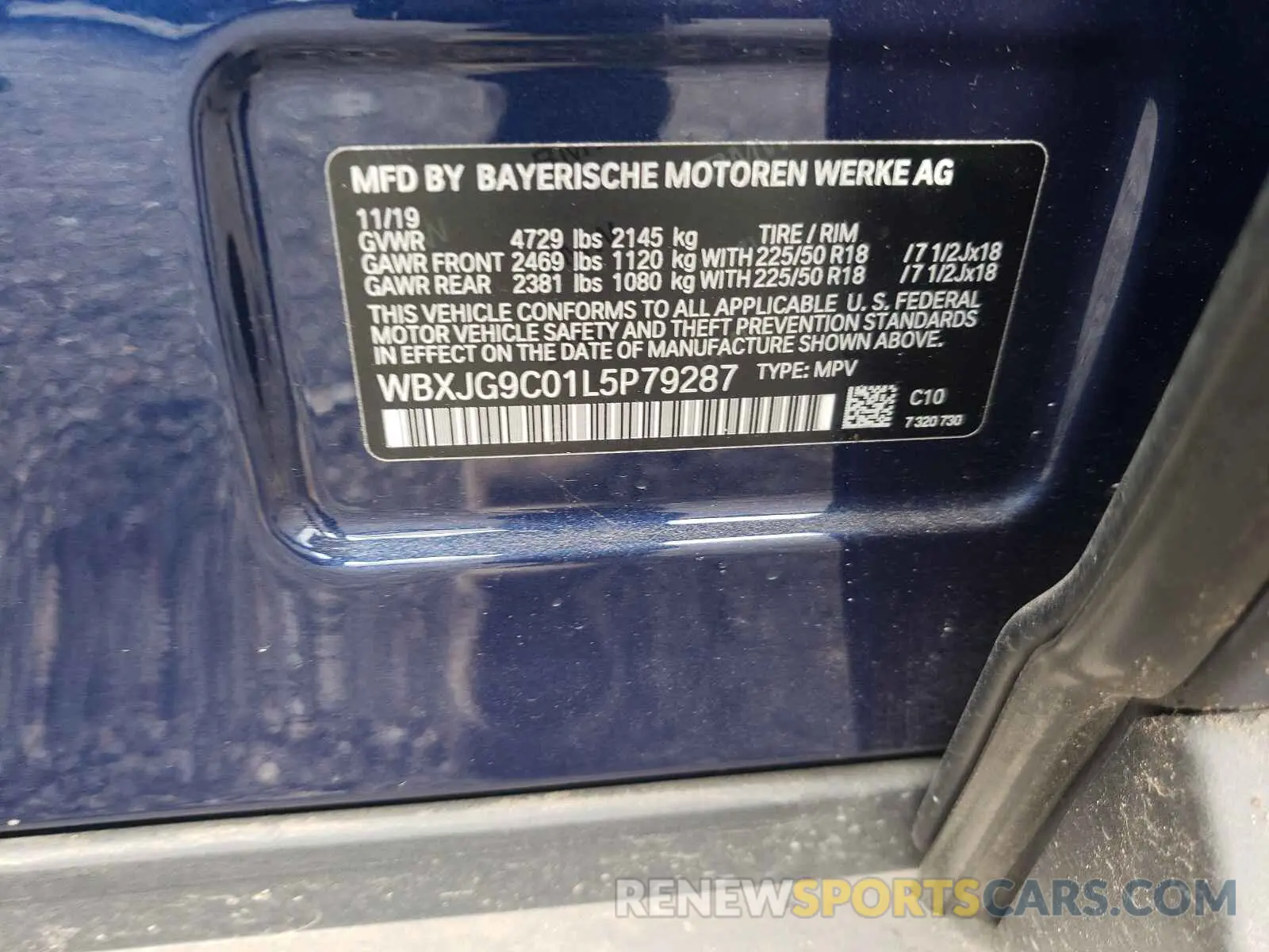 10 fotografías del automóvil dañado WBXJG9C01L5P79287 BMW X1 2020