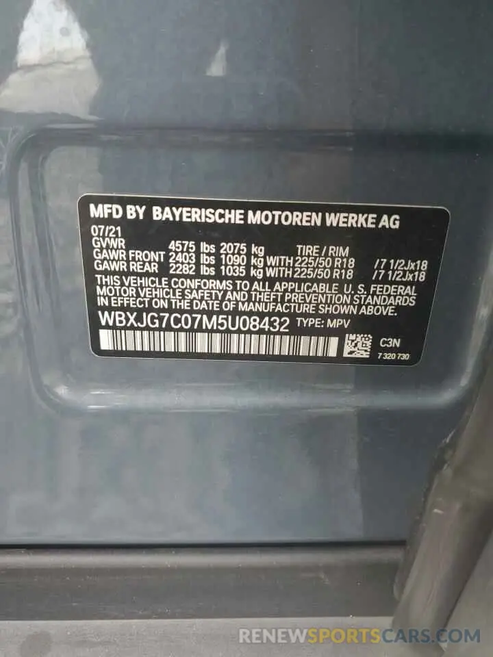 13 fotografías del automóvil dañado WBXJG7C07M5U08432 BMW X1 2021