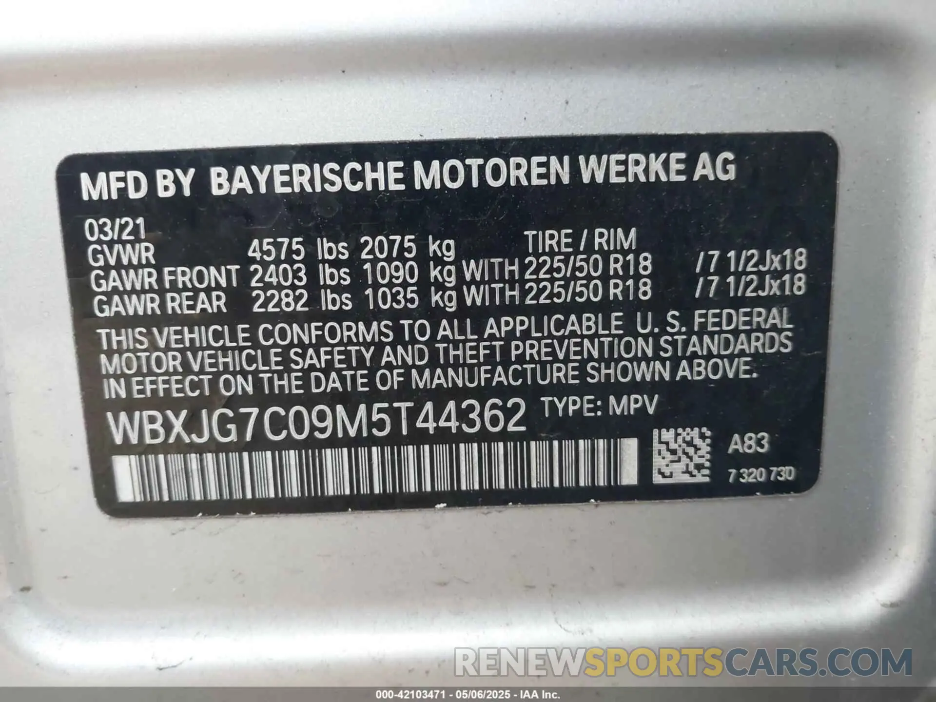 9 fotografías del automóvil dañado WBXJG7C09M5T44362 BMW X1 2021