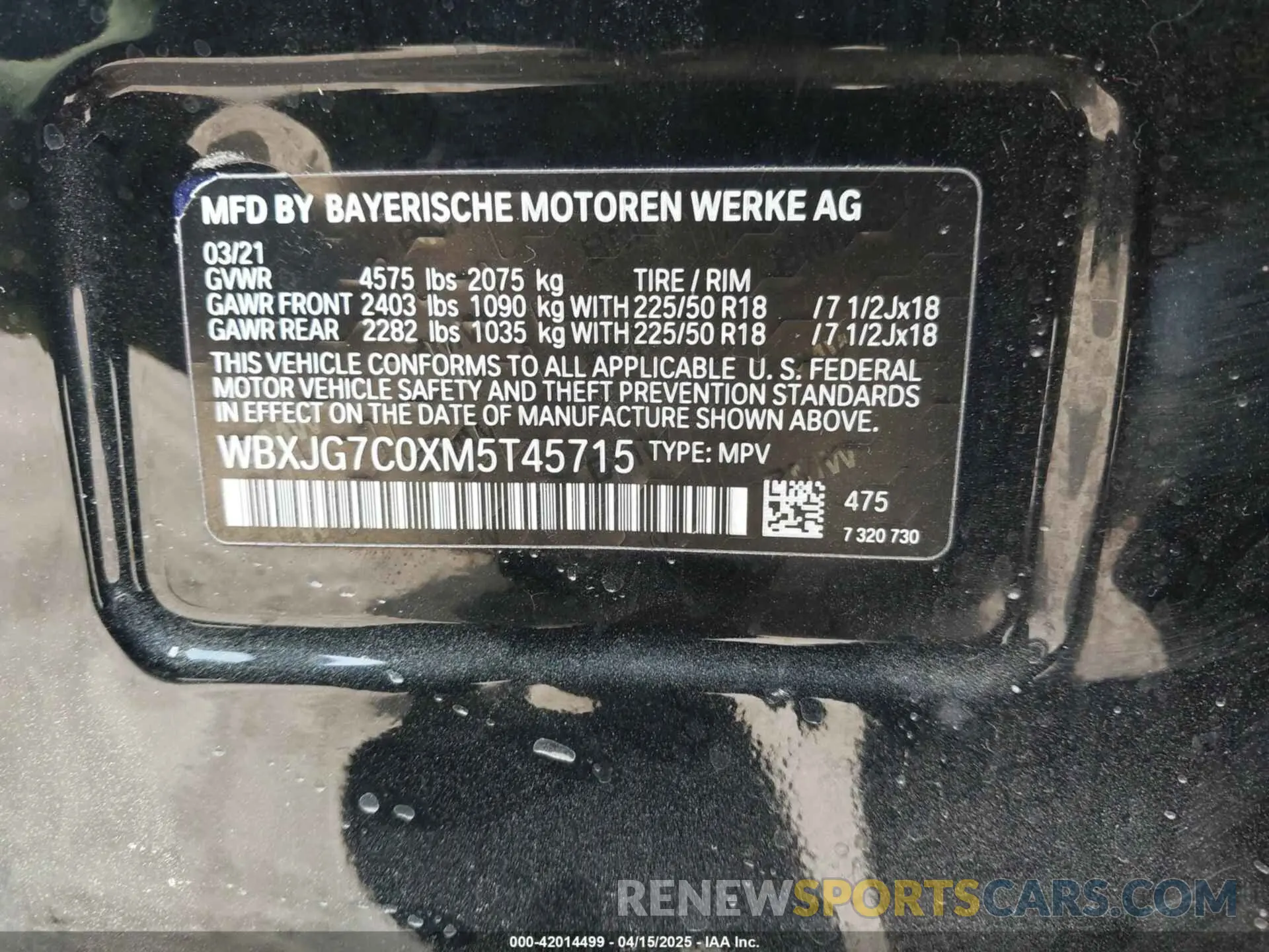 9 fotografías del automóvil dañado WBXJG7C0XM5T45715 BMW X1 2021