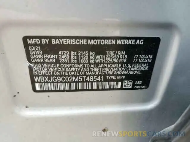 13 fotografías del automóvil dañado WBXJG9C02M5T48541 BMW X1 2021