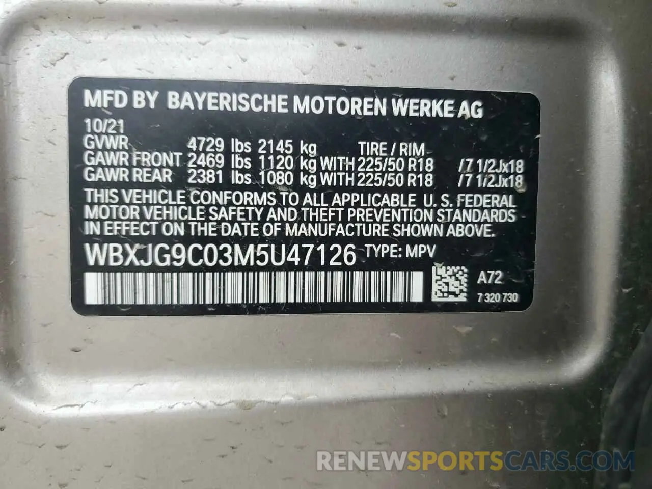 14 fotografías del automóvil dañado WBXJG9C03M5U47126 BMW X1 2021
