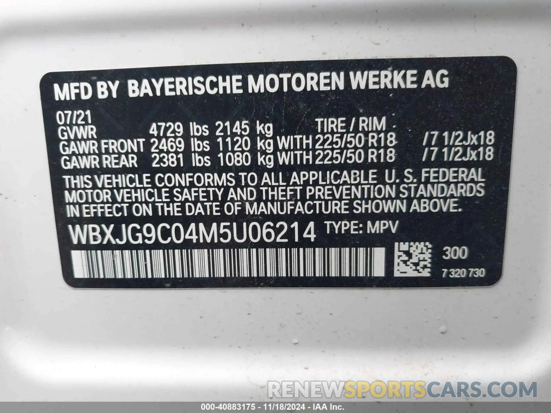 9 fotografías del automóvil dañado WBXJG9C04M5U06214 BMW X1 2021