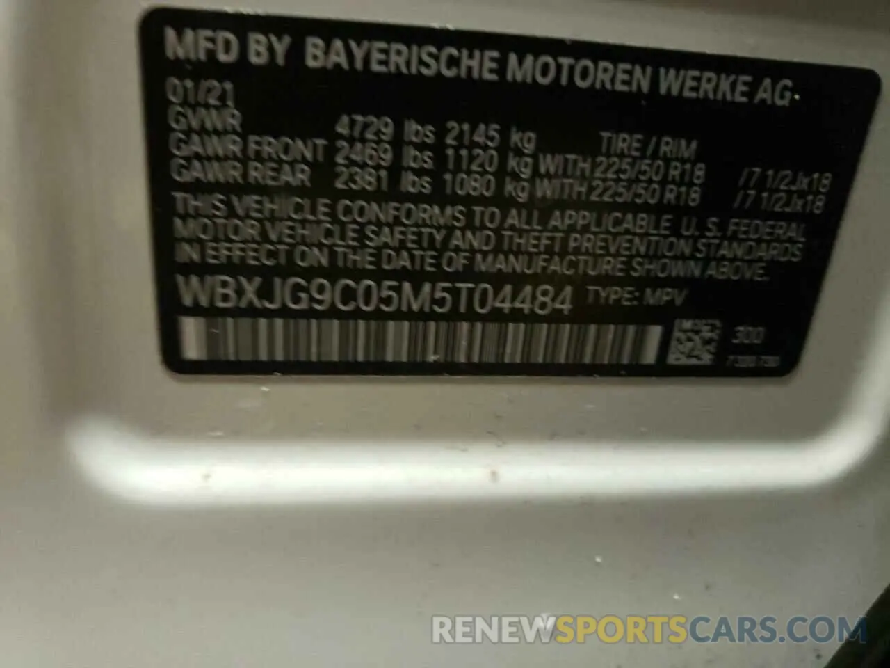 10 fotografías del automóvil dañado WBXJG9C05M5T04484 BMW X1 2021