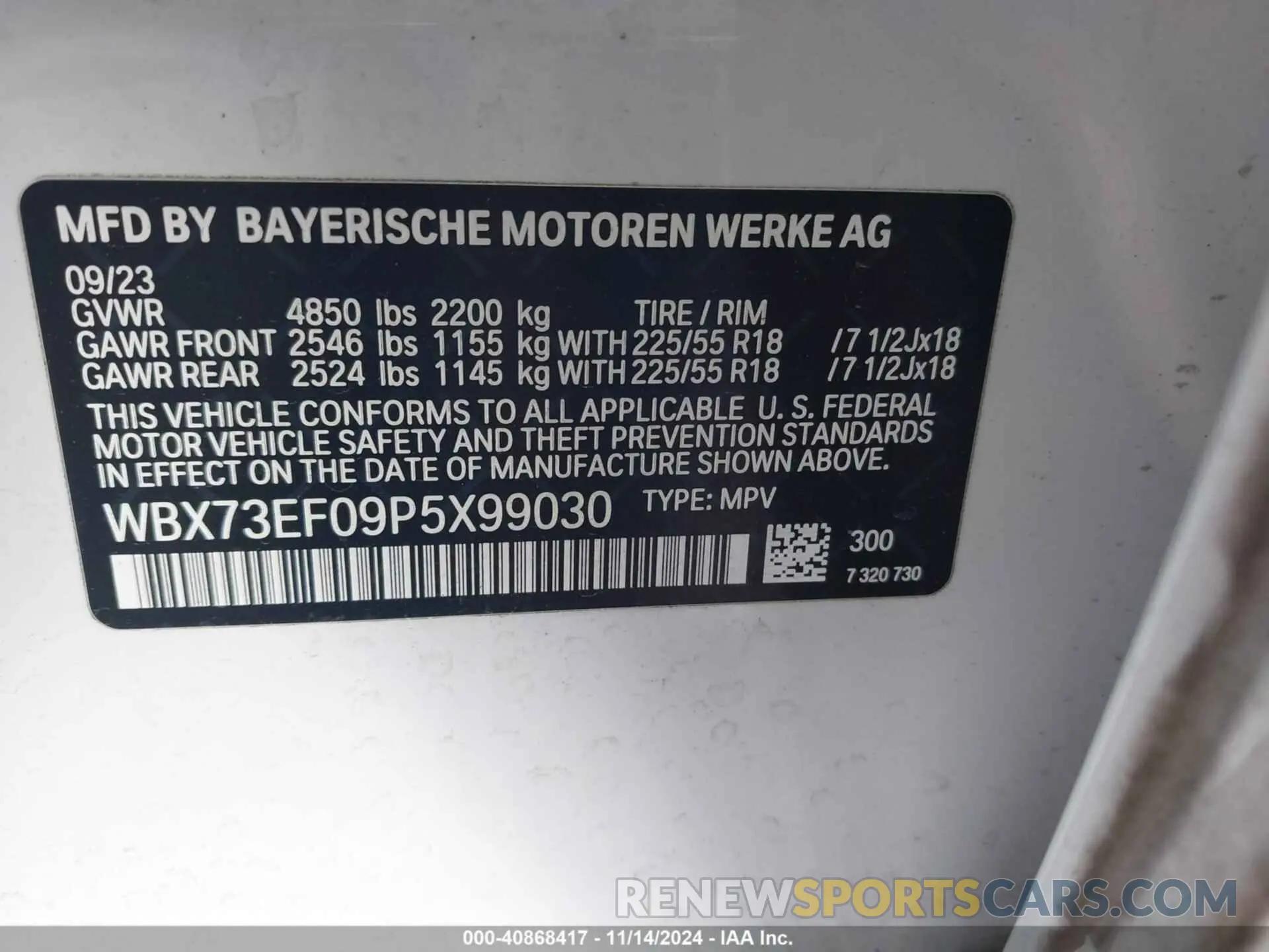 9 fotografías del automóvil dañado WBX73EF09P5X99030 BMW X1 2023