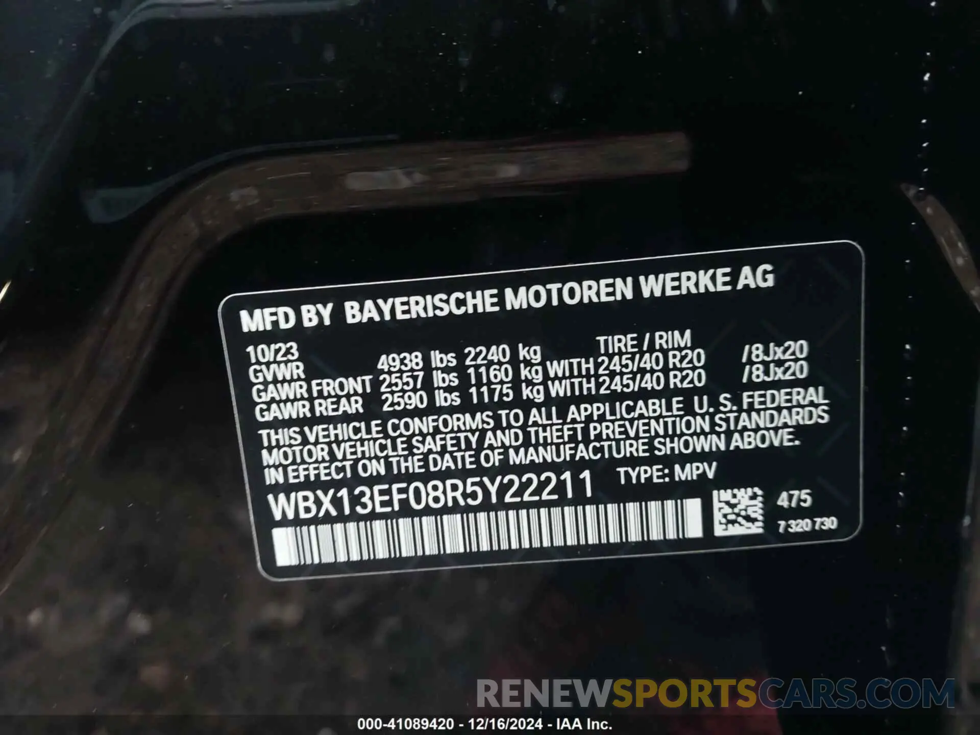 9 fotografías del automóvil dañado WBX13EF08R5Y22211 BMW X1 2024