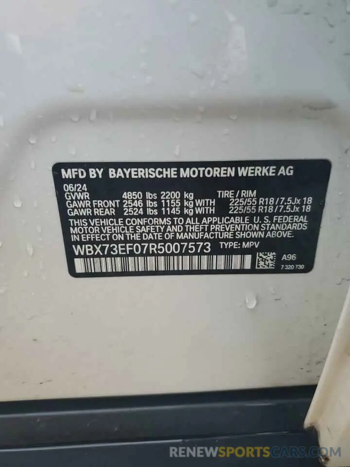 13 fotografías del automóvil dañado WBX73EF07R5007573 BMW X1 2024