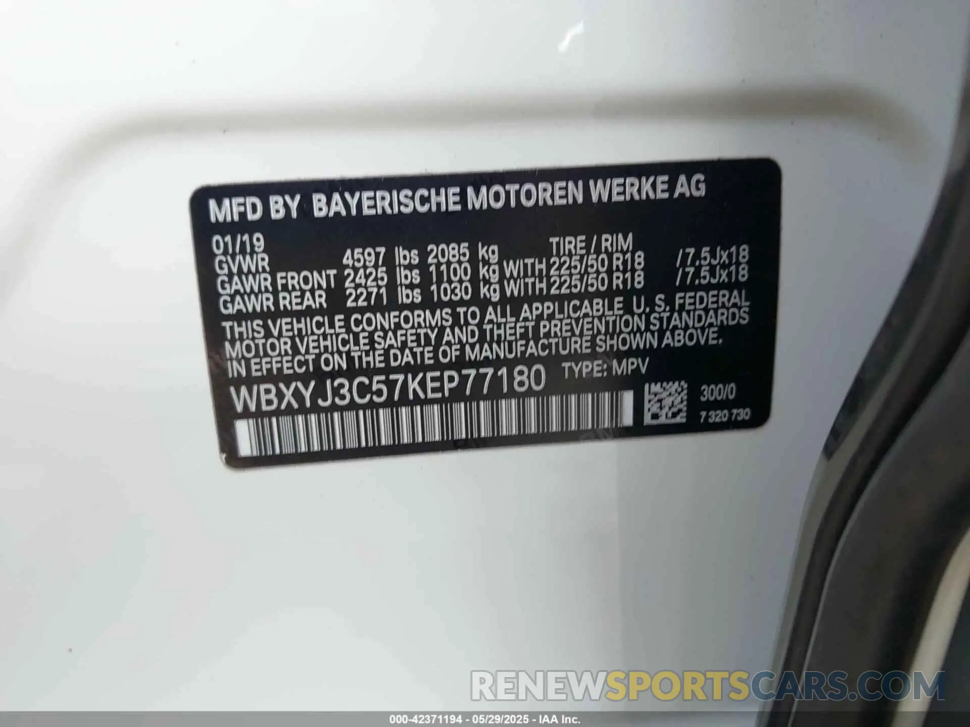 9 fotografías del automóvil dañado WBXYJ3C57KEP77180 BMW X2 2019
