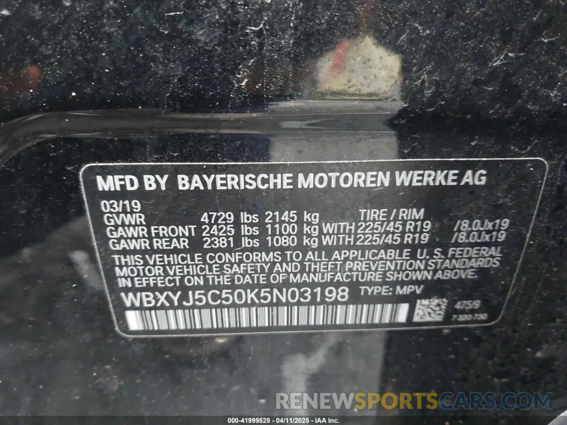 9 fotografías del automóvil dañado WBXYJ5C50K5N03198 BMW X2 2019