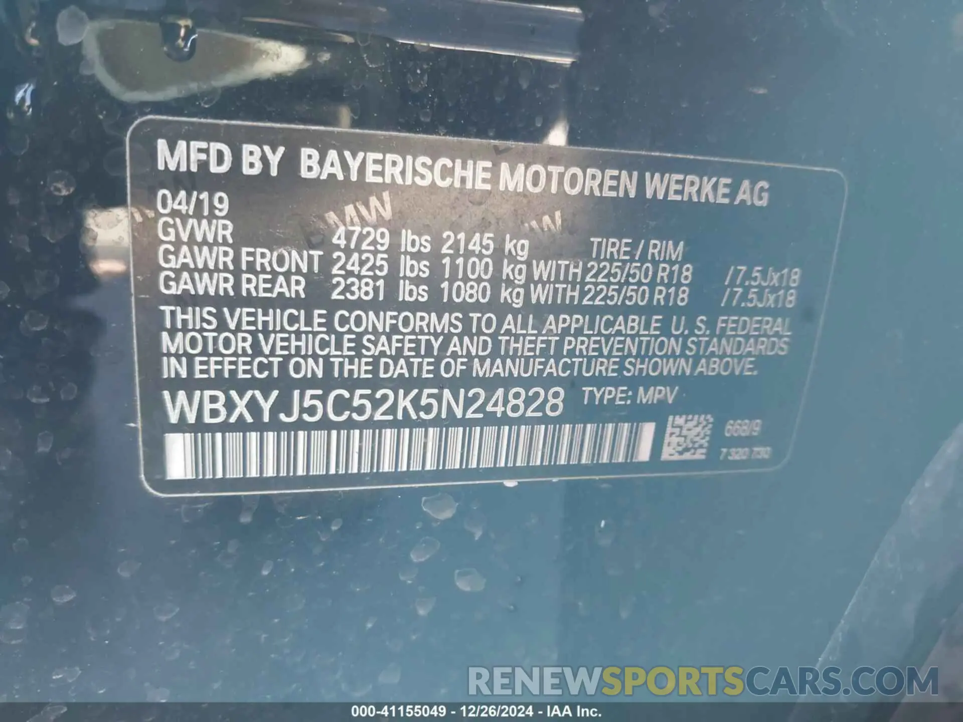 9 fotografías del automóvil dañado WBXYJ5C52K5N24828 BMW X2 2019