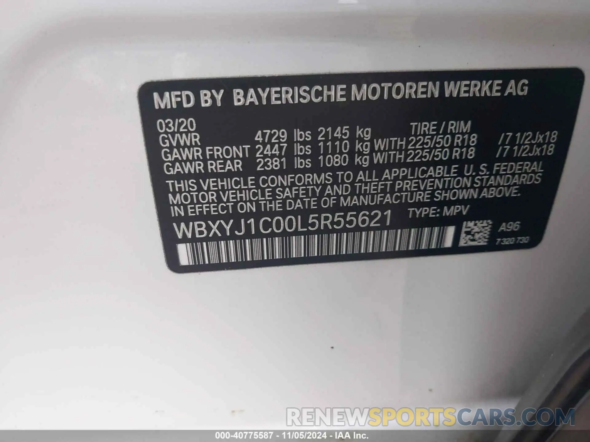 9 fotografías del automóvil dañado WBXYJ1C00L5R55621 BMW X2 2020
