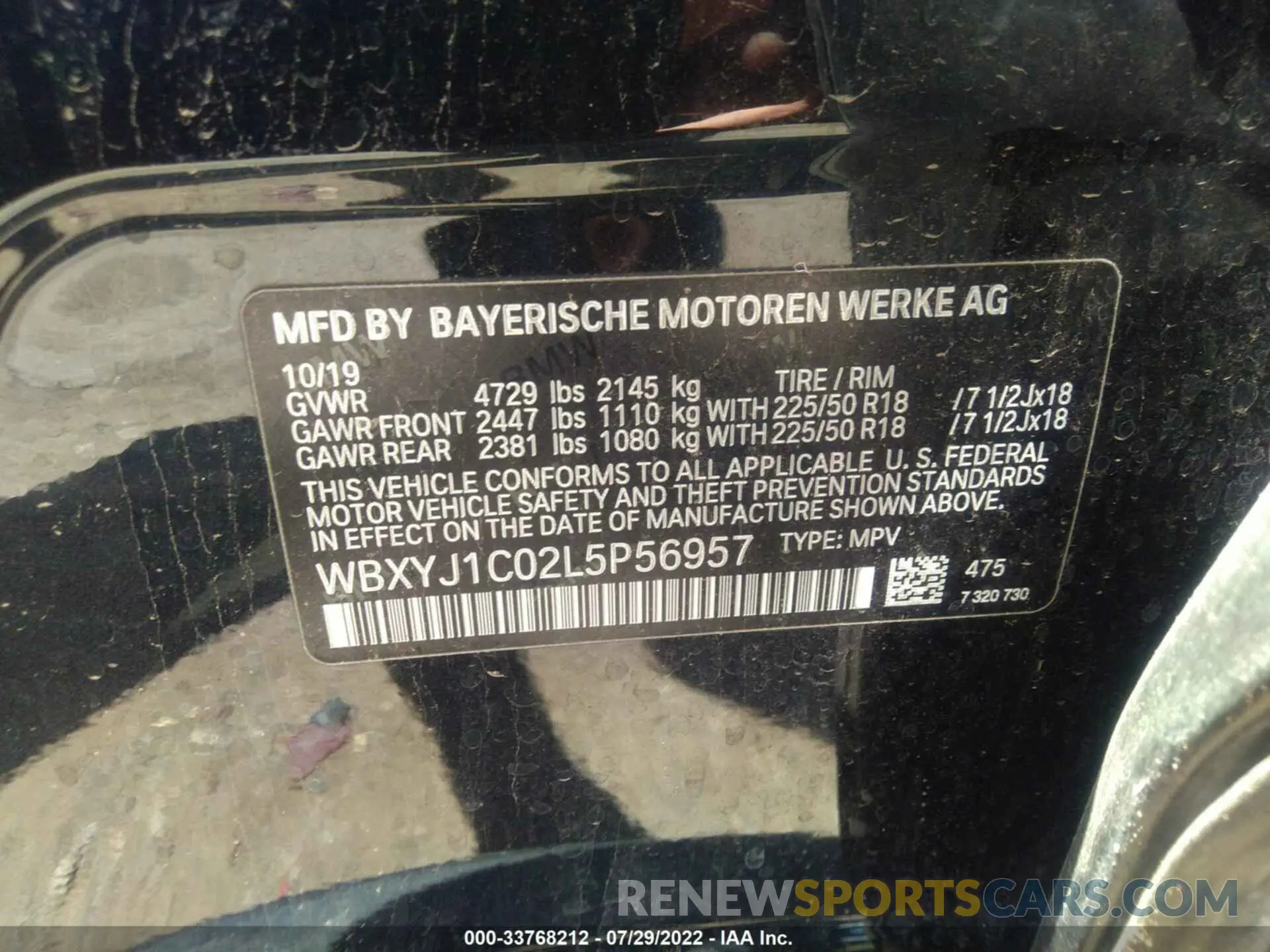 9 fotografías del automóvil dañado WBXYJ1C02L5P56957 BMW X2 2020