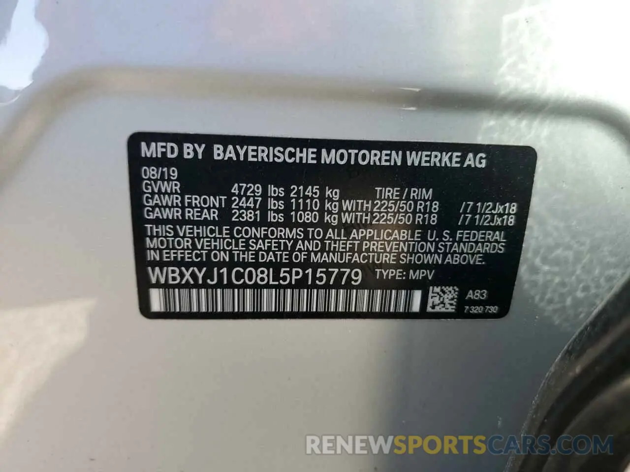 12 fotografías del automóvil dañado WBXYJ1C08L5P15779 BMW X2 2020