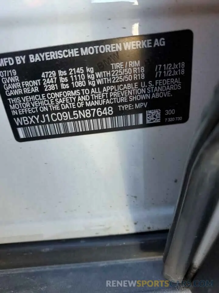 12 fotografías del automóvil dañado WBXYJ1C09L5N87648 BMW X2 2020