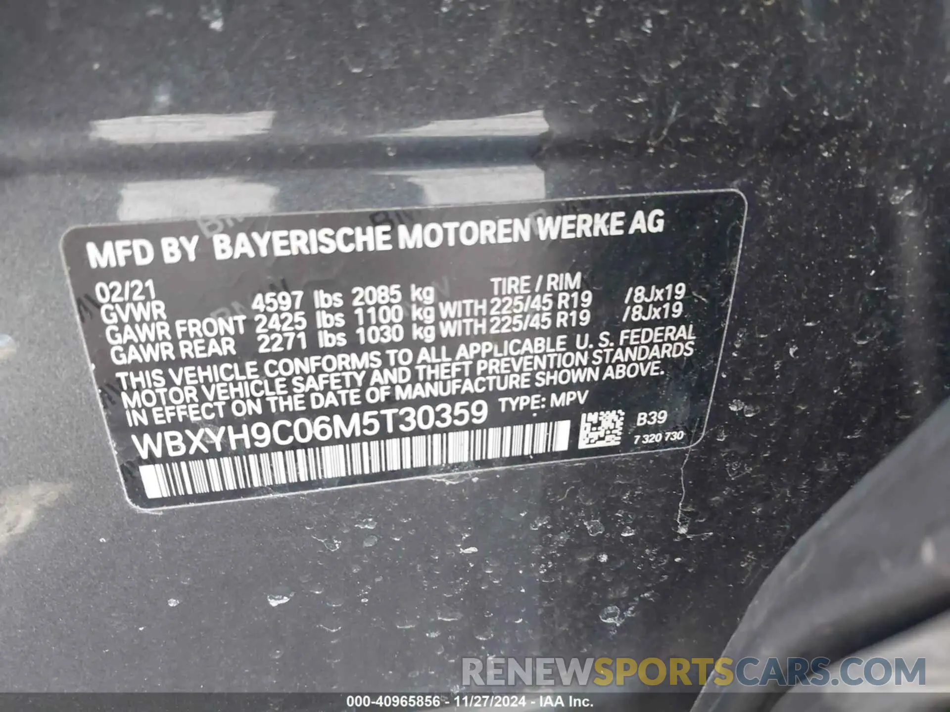 9 fotografías del automóvil dañado WBXYH9C06M5T30359 BMW X2 2021