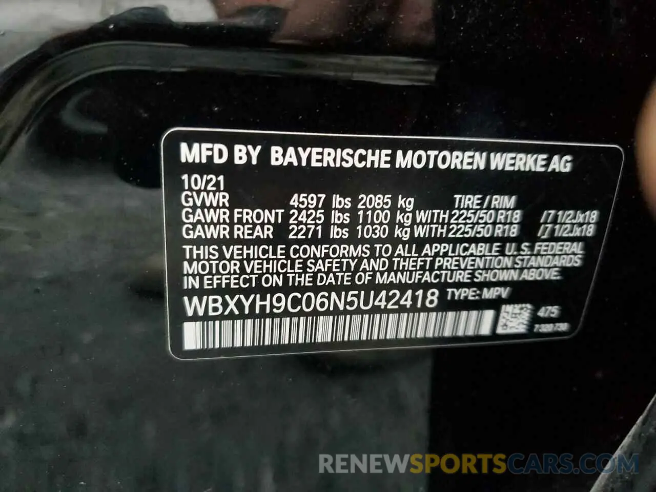10 fotografías del automóvil dañado WBXYH9C06N5U42418 BMW X2 2022
