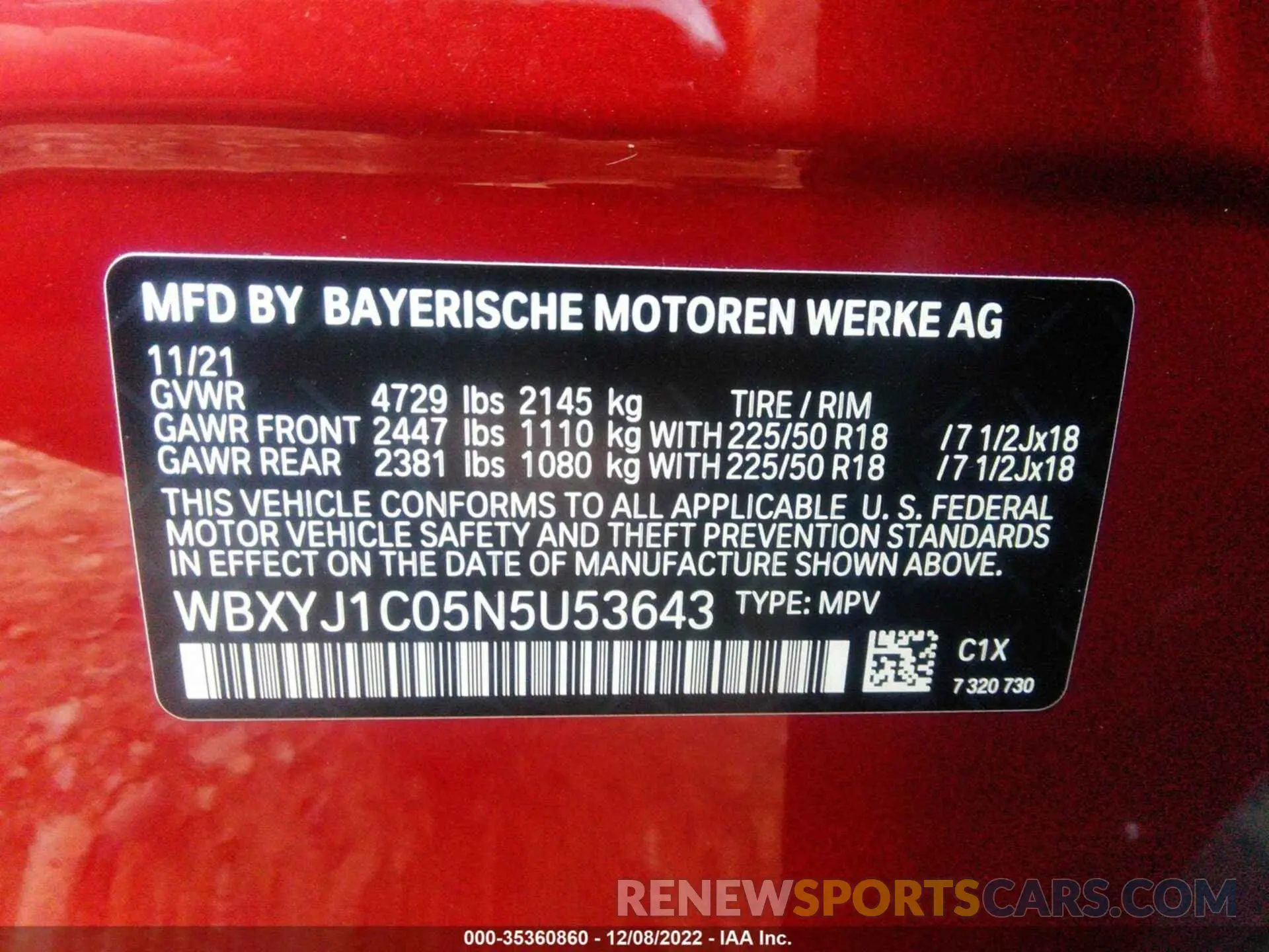 9 fotografías del automóvil dañado WBXYJ1C05N5U53643 BMW X2 2022