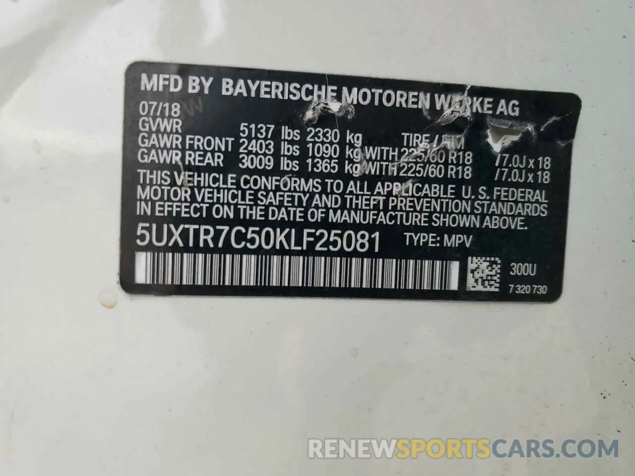 13 fotografías del automóvil dañado 5UXTR7C50KLF25081 BMW X3 2019